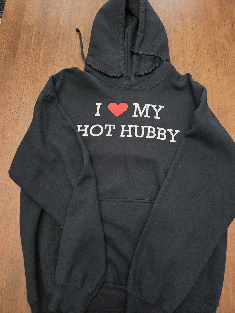 Gildan Black Hoodie with White and Red Graphic